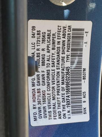 19XFA16699E023645 - 2009 HONDA CIVIC LX-S ლურჯი ფოტო 12