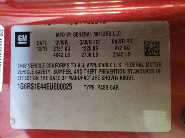 1G6RS1E44EU600025 - 2014 CADILLAC ELR LUXURY RED photo 12