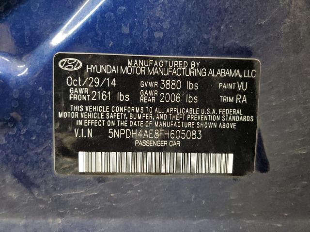 5NPDH4AE8FH605083 - 2015 HYUNDAI ELANTRA SE BLUE photo 12