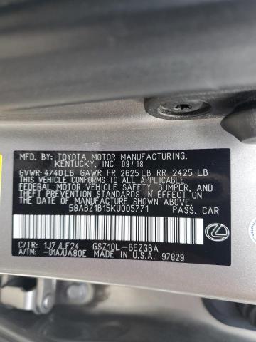 58ABZ1B15KU005771 - 2019 LEXUS ES 350 GRAY photo 13