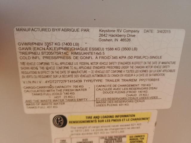 4YDT27727FT415439 - 2015 PASSPORT TRAVELTRLR İki rəngli foto 10