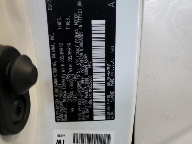 5TDGZRAH1MS526038 - 2021 TOYOTA HIGHLANDER XLE 白色 照片 13