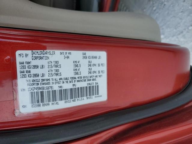 1C4GP45R45B160791 - 2005 CHRYSLER TOWN & COU წითელი ფოტო 13