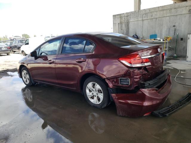 19XFB2F52EE013060 - 2014 HONDA CIVIC LX BURGUNDY photo 2