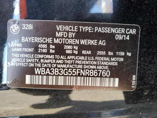 WBA3B3G55FNR86760 - 2015 BMW 328 XI BLACK photo 12