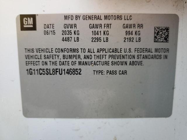 1G11C5SL8FU146852 - 2015 CHEVROLET MALIBU 1LT WHITE photo 13