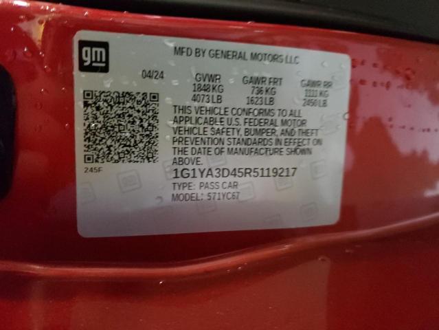 1G1YA3D45R5119217 - 2024 CHEVROLET CORVETTE STINGRAY 1LT RED photo 12