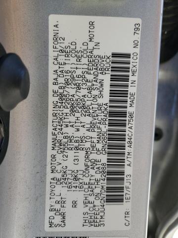3TMJU4GN7DM142088 - 2013 TOYOTA TACOMA DOUBLE CAB PRERUNNER SILVER photo 12