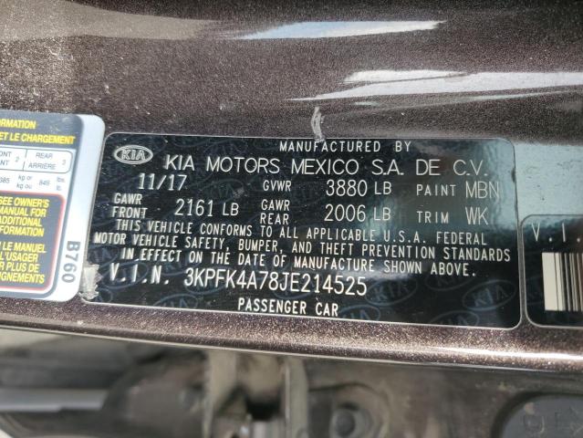 3KPFK4A78JE214525 - 2018 KIA FORTE LX BROWN photo 12