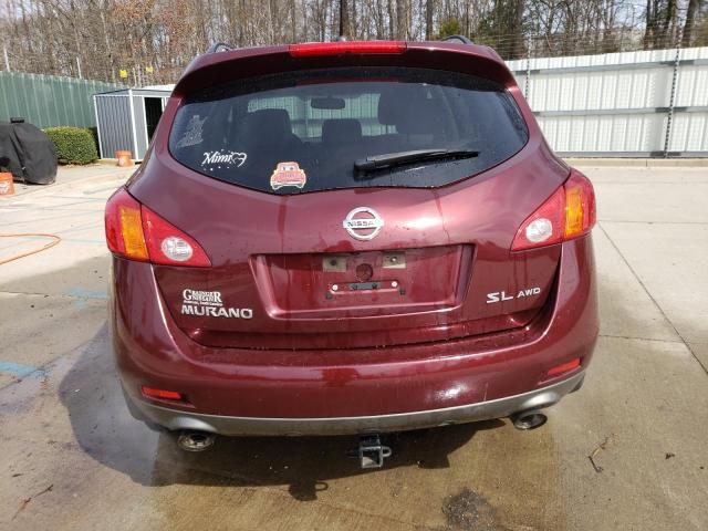 JN8AZ1MW9AW130487 - 2010 NISSAN MURANO S BURGUNDY photo 6