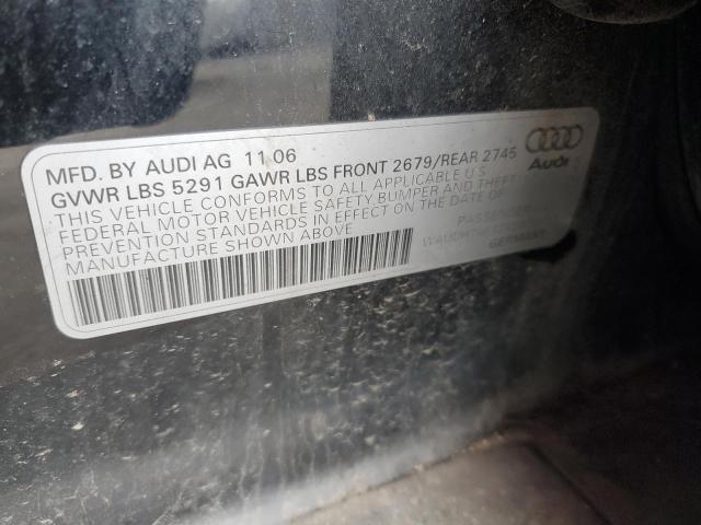 WAUDH74F17N087662 - 2007 AUDI A6 3.2 QUATTRO BLACK photo 12