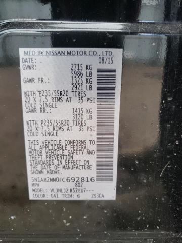 5N1AR2MM0FC692816 - 2015 NISSAN PATHFINDER S შავი ფოტო 13