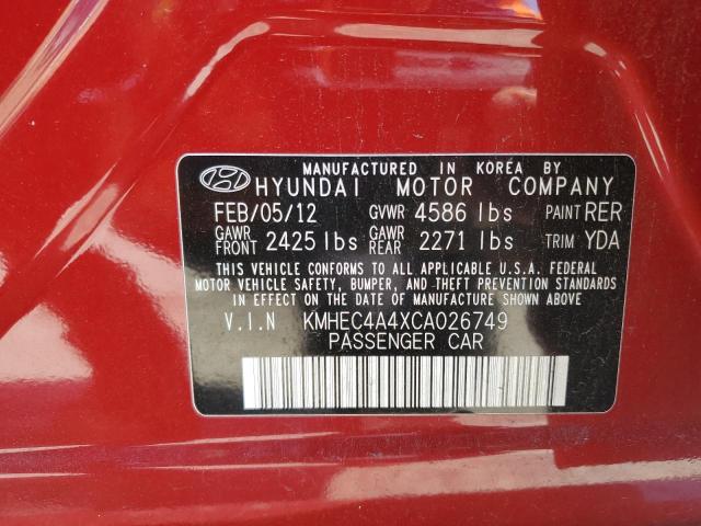 KMHEC4A4XCA026749 - 2012 HYUNDAI SONATA HYBRID RED photo 13