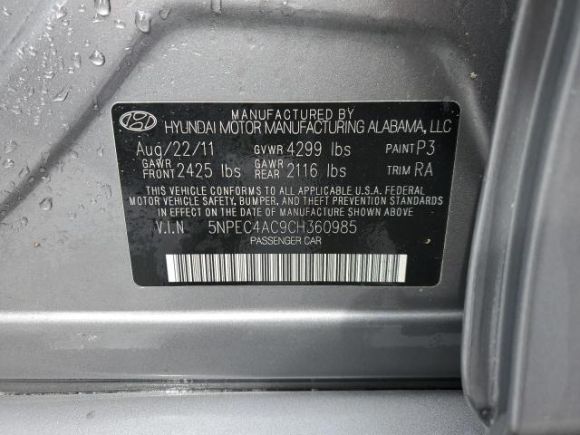 5NPEC4AC9CH360985 - 2012 HYUNDAI SONATA SE GRAY photo 12