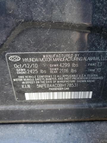 5NPEB4AC0BH178531 - 2011 HYUNDAI SONATA GLS BLUE photo 12