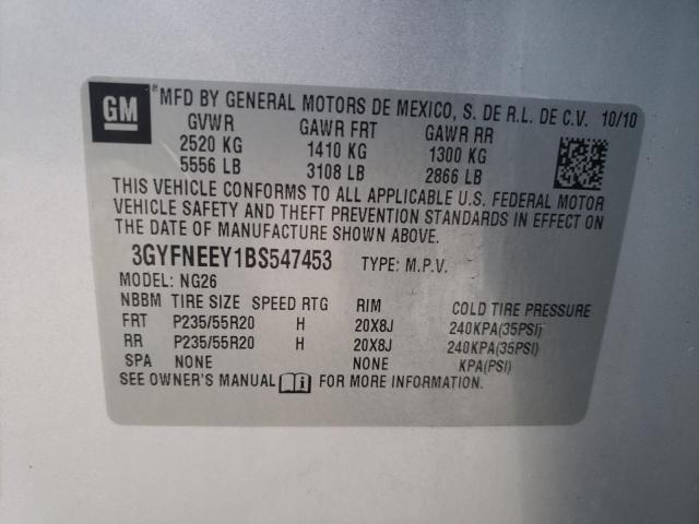 3GYFNEEY1BS547453 - 2011 CADILLAC SRX PERFORMANCE COLLECTION Күміс фото 13