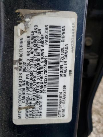 2T1KR32E73C054091 - 2003 TOYOTA COROLLA MA XR BLUE photo 12