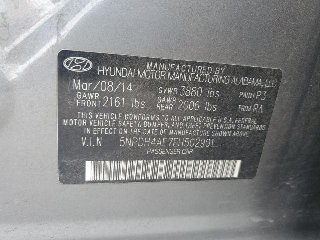 5NPDH4AE7EH502901 - 2014 HYUNDAI ELANTRA SE GRAY photo 12