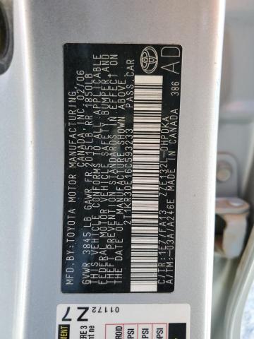 2T1KR30E16C593233 - 2006 TOYOTA COROLLA MA XR SILVER photo 12