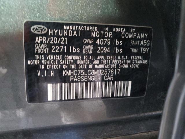 KMHC75LC8MU257817 - 2021 HYUNDAI IONIQ SE CHARCOAL photo 12