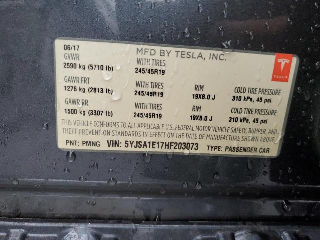 5YJSA1E17HF203073 - 2017 TESLA MODEL S Boz foto 12