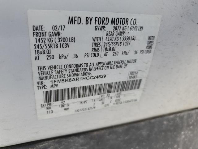 1FM5K8AR1HGC24629 - 2017 FORD EXPLORER POLICE INTERCEPTOR WHITE photo 13