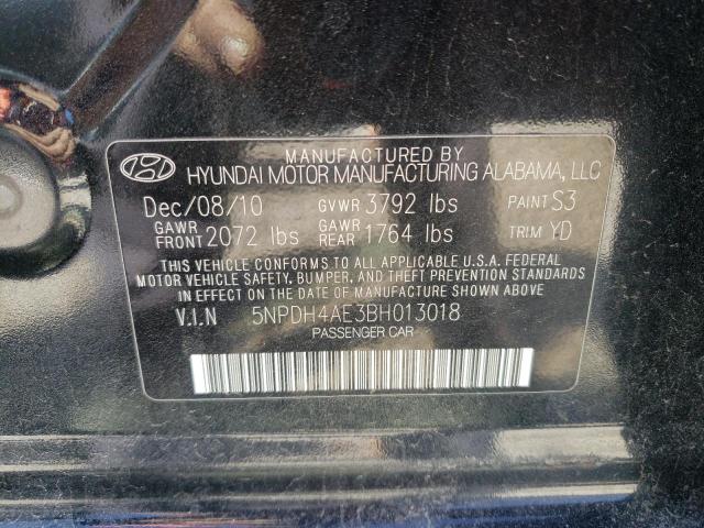 5NPDH4AE3BH013018 - 2011 HYUNDAI ELANTRA GLS BLACK photo 12