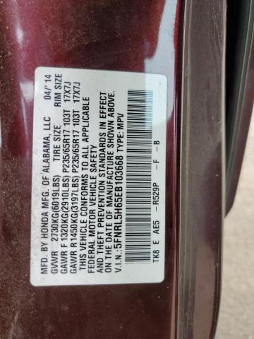 5FNRL5H65EB103668 - 2014 HONDA ODYSSEY EXL BURGUNDY photo 13