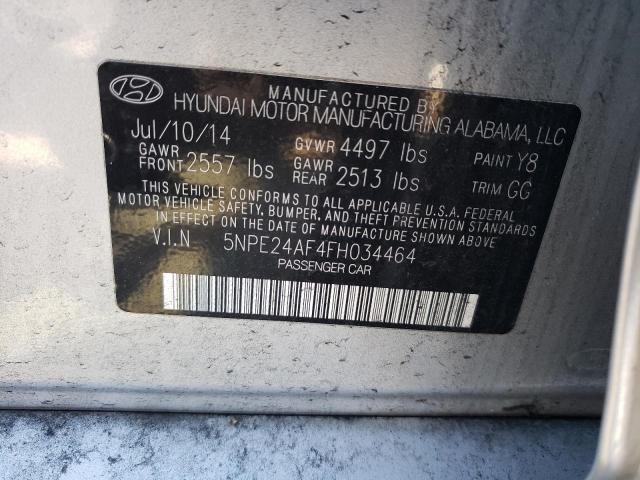 5NPE24AF4FH034464 - 2015 HYUNDAI SONATA SE SILVER photo 12