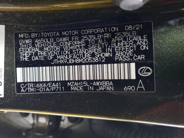 JTHX9JBH8M2053812 - 2021 LEXUS UX 250H GREEN photo 13