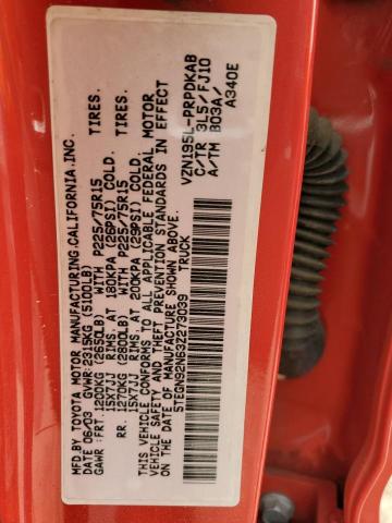 5TEGN92N63Z273039 - 2003 TOYOTA TACOMA DOUBLE CAB PRERUNNER RED photo 12