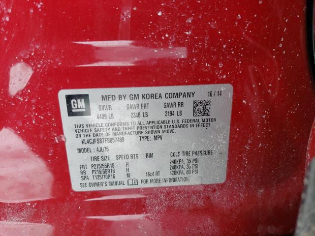 KL4CJFSB7FB057489 - 2015 BUICK ENCORE CONVENIENCE 红色 照片 12