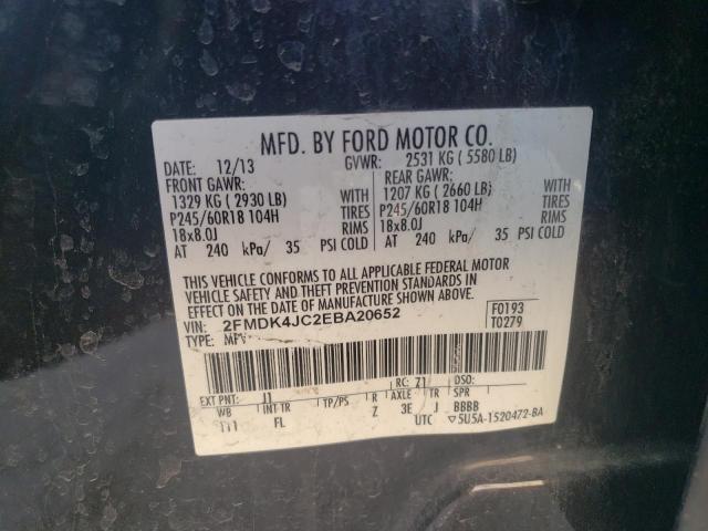 2FMDK4JC2EBA20652 - 2014 FORD EDGE SEL BLACK photo 13