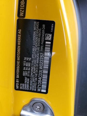 WZ1DB4C03LW023757 - 2020 TOYOTA SUPRA BASE YELLOW photo 12