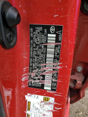 JTDKB20U493467600 - 2009 TOYOTA PRIUS RED photo 12