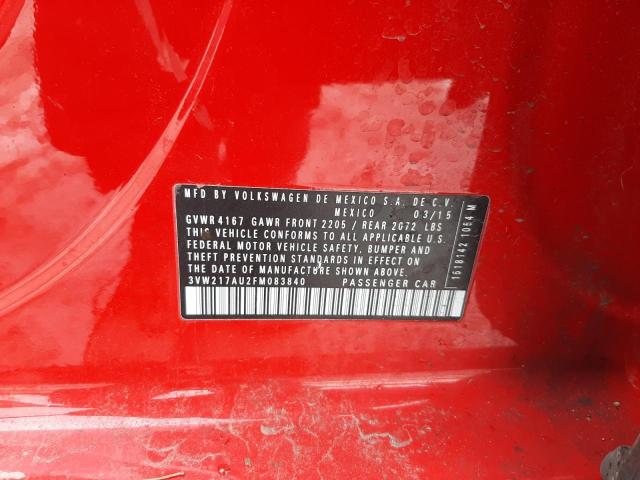 3VW217AU2FM083840 - 2015 VOLKSWAGEN GOLF RED photo 12