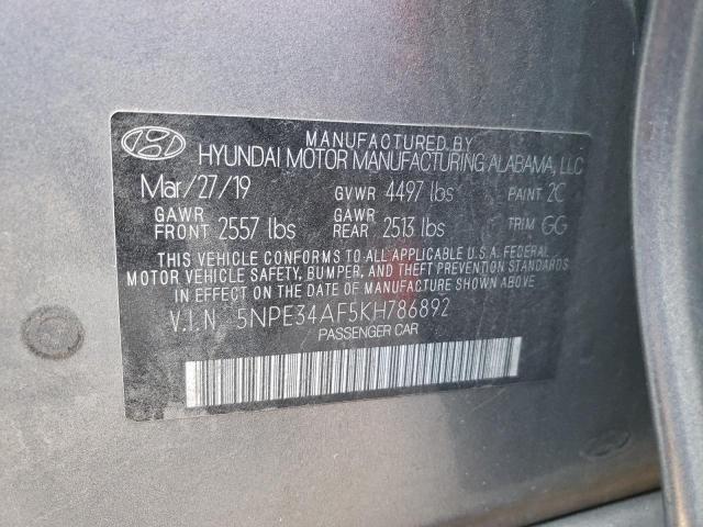 5NPE34AF5KH786892 - 2019 HYUNDAI SONATA LIMITED GRAY photo 12