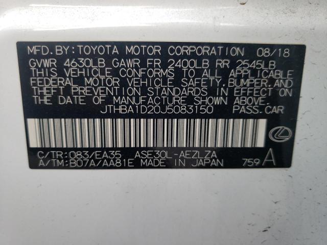 JTHBA1D20J5083150 - 2018 LEXUS IS 300 WHITE photo 13