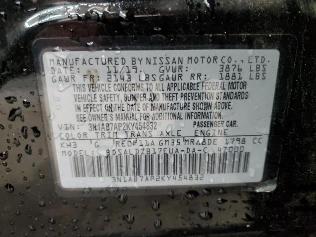 3N1AB7AP2KY454832 - 2019 NISSAN SENTRA S BLACK photo 12