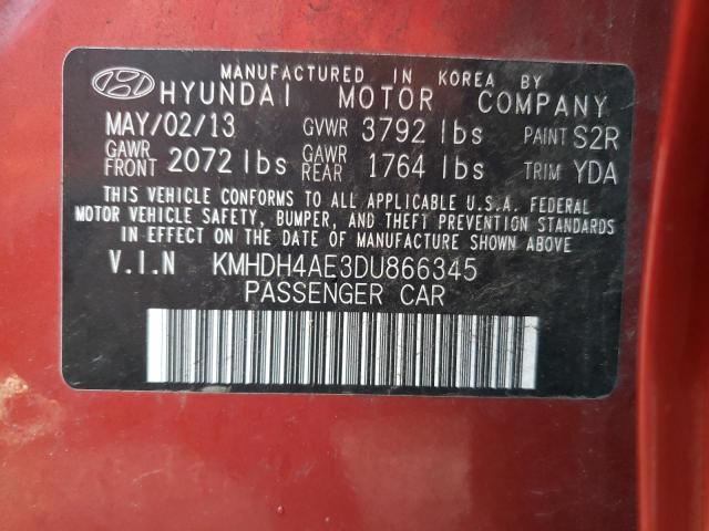 KMHDH4AE3DU866345 - 2013 HYUNDAI ELANTRA GLS RED photo 12