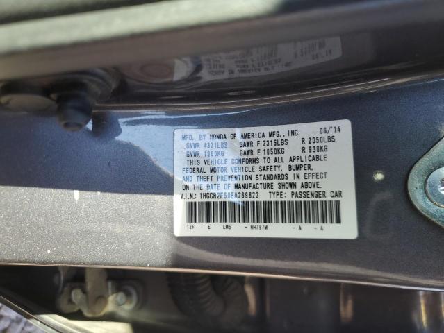 1HGCR2F50EA269622 - 2014 HONDA ACCORD SPORT GRAY photo 12