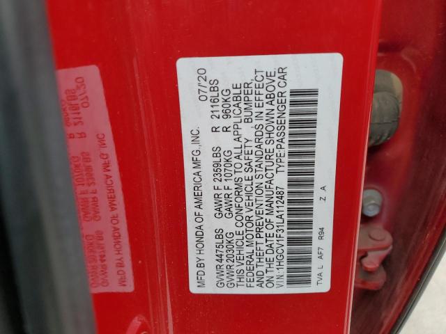 1HGCV1F31LA112487 - 2020 HONDA ACCORD SPORT RED photo 13