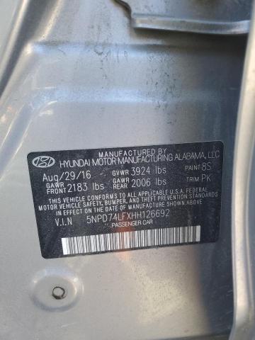 5NPD74LFXHH126692 - 2017 HYUNDAI ELANTRA SE SILVER photo 12