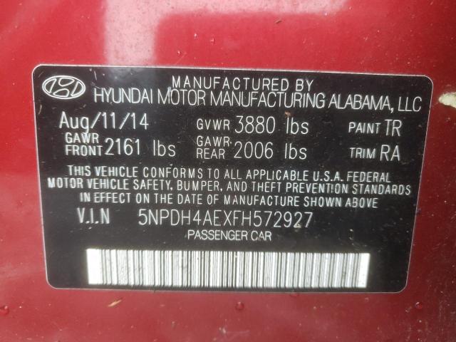 5NPDH4AEXFH572927 - 2015 HYUNDAI ELANTRA SE RED photo 13