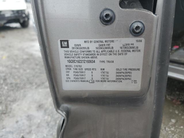 1GCEC19Z27Z193634 - 2007 CHEVROLET SILVERADO C1500 CLASSIC Boz foto 12