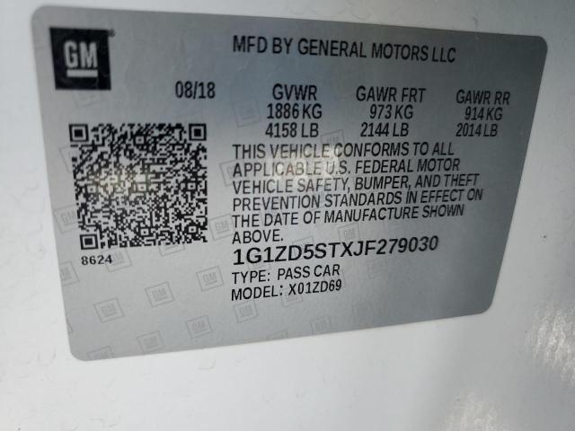 1G1ZD5STXJF279030 - 2018 CHEVROLET MALIBU LT Ağ foto 12