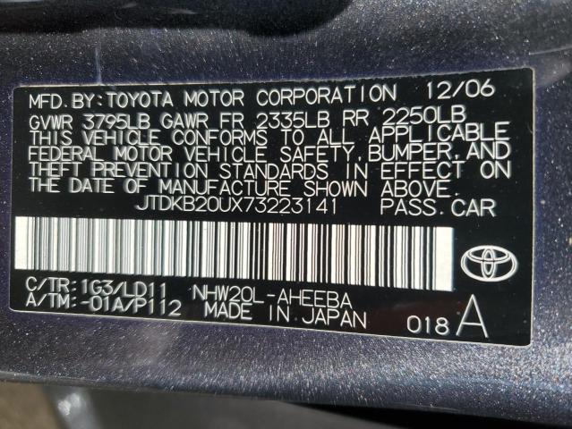 JTDKB20UX73223141 - 2007 TOYOTA PRIUS GRAY photo 12