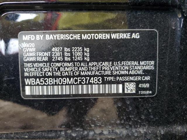 WBA53BH09MCF37483 - 2021 BMW 530 I BLACK photo 12