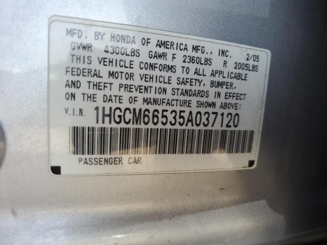 1HGCM66535A037120 - 2005 HONDA ACCORD EX SILVER photo 12