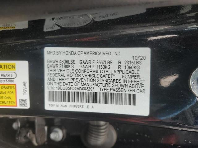 19UUB5F50MA003297 - 2021 ACURA TLX TECH A BLACK photo 12
